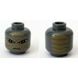 Minifigure, Head Alien SW Weequay with Dark Tan Face, Large Black Eyes, Frown Pattern