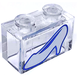 Brick 1 x 2 without Bottom Tube with Silver Shoe with Heel, Sparkles and Dots Pattern (Cinderella Glass Slipper)