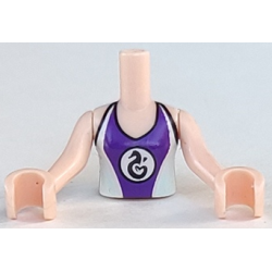 Torso Mini Doll Girl Light Aqua and Dark Purple Wetsuit with Seahorse Logo Pattern, Light Nougat Arms with Hands