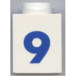 Brick 1 x 1 with Blue Number 9 Pattern (Bold Font)
