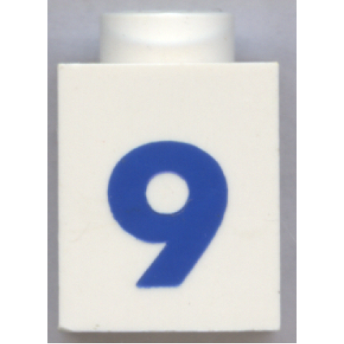 Деталь LEGO 3005pt9b Brick 1 x 1 with Blue Number 9 Pattern (Bold Font)