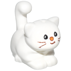 Cat, Friends Style, Large, Sitting with Black Eyes, Reddish Brown Whiskers, and Orange Nose Pattern