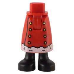 Mini Doll Hips and Skirt Long with Molded Black Legs / Boots and Printed Gold Buttons and White Trim Pattern - Thick Hinge Mini Doll Hips and Skirt Long with Molded Black Legs / Boots and Printed Gold Buttons and White Trim Pattern - Thick Hinge