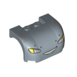 Vehicle, Mudguard 3 x 4 x 1 2/3 Curved with Front with Headlights, Yellow Blinkers and Smile with Teeth Pattern Vehicle, Mudguard 3 x 4 x 1 2/3 Curved with Front with Headlights, Yellow Blinkers and Smile with Teeth Pattern