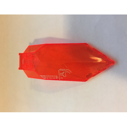 Деталь LEGO 27165pb01 Windscreen 10 x 4 x 2 1/3 Canopy Pointed with Bar Handle with Silver 'UNBRKBLE' and Circuitry Pattern (Sticker) - Set 72005