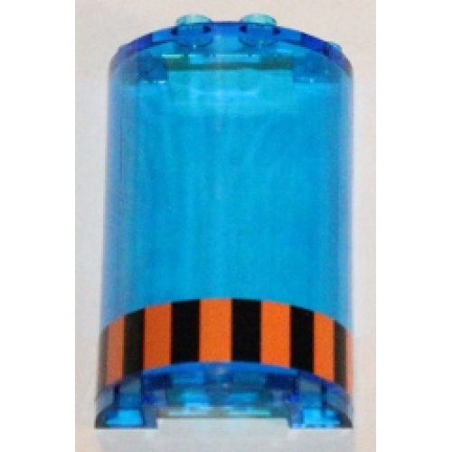 Деталь LEGO 85941pb002 Cylinder Half 2 x 4 x 5 with 1 x 2 Cutout with Orange and Black Stripes Pattern (Sticker) - Set 5985