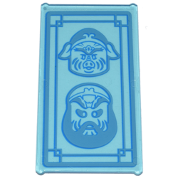 Glass for Window 1 x 4 x 6 with Blue Geometric Border and Classic Pigsy and Sandy Portraits Pattern (Sticker) - Set 80036