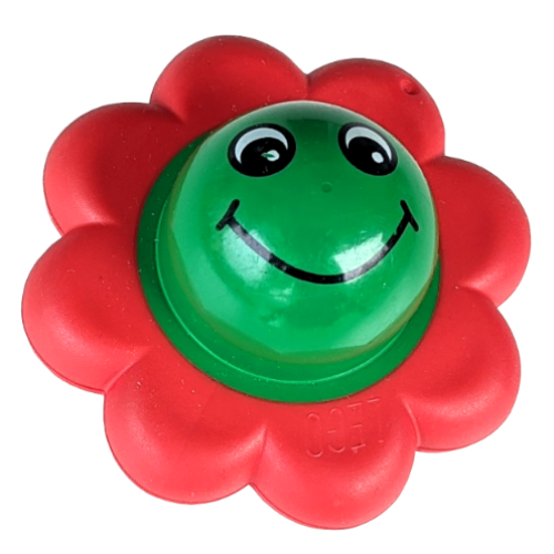 Деталь LEGO pri067pb02 Primo Rattle Flower with 8 Red Petals and Smiley Face Pattern