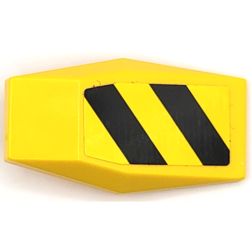 Деталь LEGO 28220pb11 Large Figure Armor Plate Small with Black and Yellow Danger Stripes Pattern (Sticker) - Set 42081