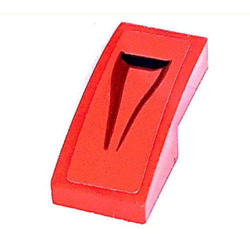 Деталь LEGO 11477pb126L Slope, Curved 2 x 1 x 2/3 with Black and Dark Red Air Vent Pattern Model Left Side (Sticker) - Set 75890