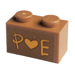 Brick 1 x 2 with Bright Light Orange 'P Heart E' Pattern (Sticker) - Set 41447 Brick 1 x 2 with Bright Light Orange 'P Heart E' Pattern (Sticker) - Set 41447