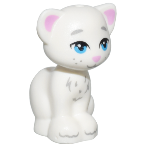 Деталь LEGO 11602pb15 Cat, Friends Style, Sitting with Dark Azure Eyes, Bright Pink Inner Ears and Nose, Dark Bluish Gray Eyebrows, Whiskers and Fur Pattern (Bella)