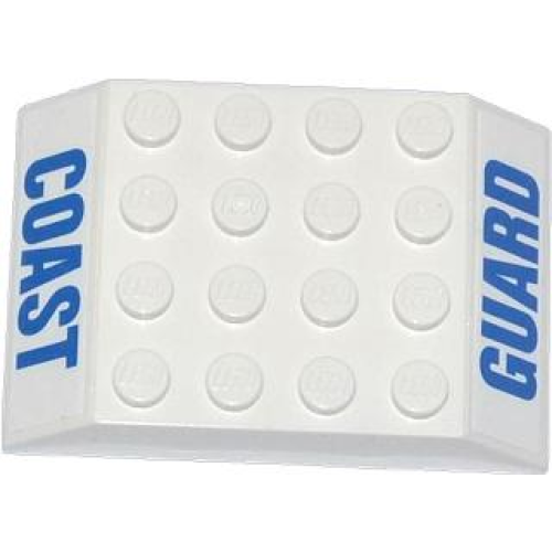 Деталь LEGO 32083pb003 Slope 45 6 x 4 Double with Blue 'COAST' and 'GUARD' Pattern (Stickers) - Set 60015