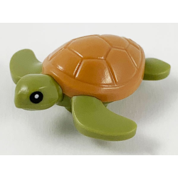 Sea Turtle, Baby with Black Eyes and Medium Nougat Shell Pattern - Olive Green