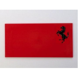 Tile 8 x 16 with Bottom Tubes on Edges with Black Horse Ferrari Logo Pattern Model Left Side (Sticker) - Set 8654