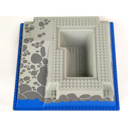 Baseplate, Raised 32 x 32 with Ramp and Pit with Blue Water and Dark Gray Stones Pattern Baseplate, Raised 32 x 32 with Ramp and Pit with Blue Water and Dark Gray Stones Pattern