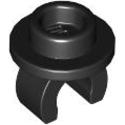 Plate, Round 1 x 1 with Clip on Bottom - Black