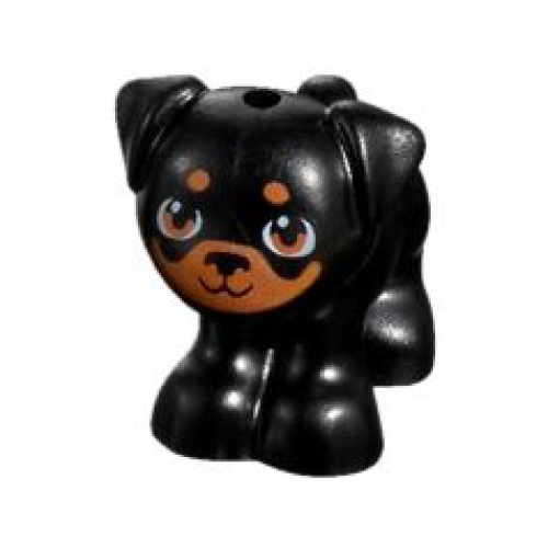 Деталь LEGO 24111pb02 Dog, Friends Style, Pug, Standing with Medium Nougat Muzzle, Eyes and Spots Pattern (Apollo)