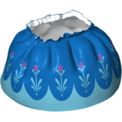 Деталь LEGO dupskirt16 Duplo Wear Cloth Skirt Satin with Blue Layered Top Skirt and Medium Azure and Magenta Flowers Pattern