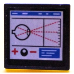 Road Sign 2 x 2 Square with Open O Clip with Eyeball and Red Dotted Lines, Plus Sign, and Minus Sign on White Monitor Screen Pattern (Sticker) - Set 60204 Road Sign 2 x 2 Square with Open O Clip with Eyeball and Red Dotted Lines, Plus Sign, and Minus Sign on White Monitor Screen Pattern (Sticker) - Set 60204