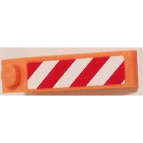 Деталь LEGO 60477pb004R Slope 18 4 x 1 with Red and White Danger Stripes Pattern Model Right Side (Sticker) - Set 60083
