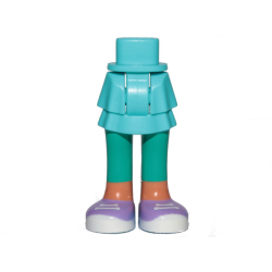 Mini Doll Hips and Skirt Layered, Dark Turquoise Leggings and Medium Lavender Shoes with White Laces and Soles Pattern - Thick Hinge