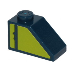 Slope 45 2 x 1 with Dark Blue Stripe on Lime Background Pattern Model Left Side (Sticker) - Set 70839 Slope 45 2 x 1 with Dark Blue Stripe on Lime Background Pattern Model Left Side (Sticker) - Set 70839