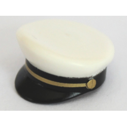 Minifigure, Headgear Cap, Captain with Sailor Black Visor and Gold Braid Pattern Minifigure, Headgear Cap, Captain with Sailor Black Visor and Gold Braid Pattern
