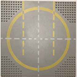 Baseplate, Road 32 x 32 9-Stud Landing Pad with Yellow Circle, 1-way Lines Pattern Baseplate, Road 32 x 32 9-Stud Landing Pad with Yellow Circle, 1-way Lines Pattern
