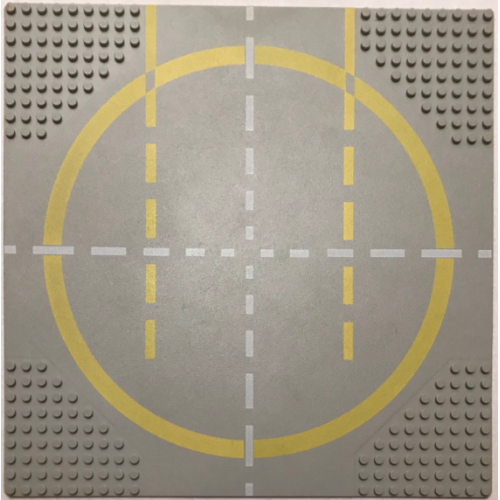 Деталь LEGO 6099px2 Baseplate, Road 32 x 32 9-Stud Landing Pad with Yellow Circle, 1-way Lines Pattern