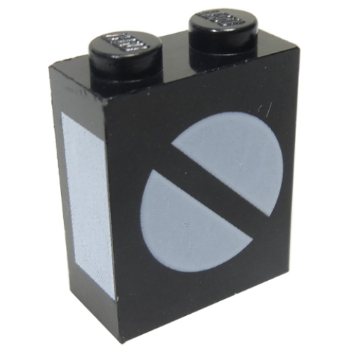 Деталь LEGO 3245bpx1 Brick 1 x 2 x 2 with Inside Axle Holder with Train Switch White Pattern