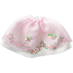 Belville, Clothes Skirt Long with Rose Pattern Border and Sheer Pink Layer with 2 Pink Rosettes