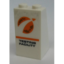 Slope 75 2 x 2 x 3 - Solid Studs with Orange City Mars Exploration Logo and 'TESTING FACILITY' Pattern (Sticker) - Set 60228 Slope 75 2 x 2 x 3 - Solid Studs with Orange City Mars Exploration Logo and 'TESTING FACILITY' Pattern (Sticker) - Set 60228