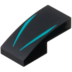Slope, Curved 2 x 1 x 2/3 with 2 Dark Turquoise Stripes Pattern Slope, Curved 2 x 1 x 2/3 with 2 Dark Turquoise Stripes Pattern