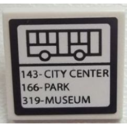 Road Sign 2 x 2 Square with Clip with Bus Lines Pattern (Sticker) - Set 60026