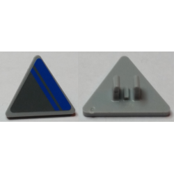 Road Sign 2 x 2 Triangle with Clip with Blue Stripe on Dark Bluish Gray Background Pattern Model Right Side (Sticker) - Set 75012 Road Sign 2 x 2 Triangle with Clip with Blue Stripe on Dark Bluish Gray Background Pattern Model Right Side (Sticker) - Set 75012