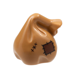 Minifigure, Utensil Sack / Bag with Handle with Dark Brown Patch and Mend Pattern