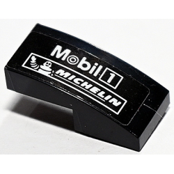 Slope, Curved 2 x 1 x 2/3 with White Mobil 1 and Michelin Logo Pattern Model Left Side (Sticker) - Set 75888 Slope, Curved 2 x 1 x 2/3 with White Mobil 1 and Michelin Logo Pattern Model Left Side (Sticker) - Set 75888