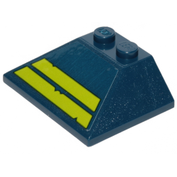 Slope 45 3 x 4 Double / 33 with Two Lime Stripes with Cut Out Edges Pattern (Sticker) - Set 70839