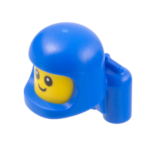 Деталь LEGO 100662pb01 Minifigure, Head, Modified Baby / Toddler with Molded Blue Space Helmet and Air Tanks and Printed Black Grin and Eyes with White Glints Pattern