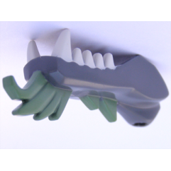 Dragon Head (Ninjago) Jaw Lower with White Teeth and Sand Green Spines Pattern