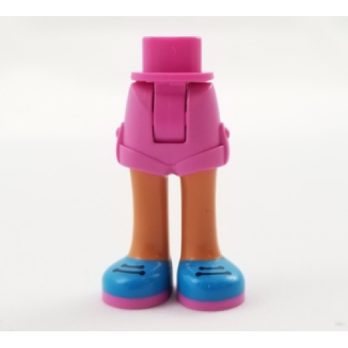 Деталь LEGO 11202c00pb11 Mini Doll Hips and Shorts Folded Hem with Nougat Legs and Dark Azure Shoes with Dark Pink Soles and Dark Blue Laces Pattern - Thick Hinge