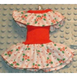 Scala, Clothes Female Dress with Red Neck Ribbon, Green and Pink Flower Pattern Scala, Clothes Female Dress with Red Neck Ribbon, Green and Pink Flower Pattern