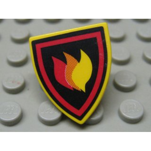 Деталь LEGO 3846pb025 Minifigure, Shield Triangular Short with Fire Logo Pattern (Sticker) - Set 7240