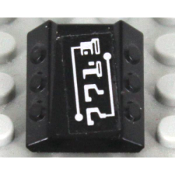 Brick, Modified 2 x 2 No Studs, Sloped with 6 Side Pistons Raised with Silver '7713' Pattern (Sticker) - Set 7713