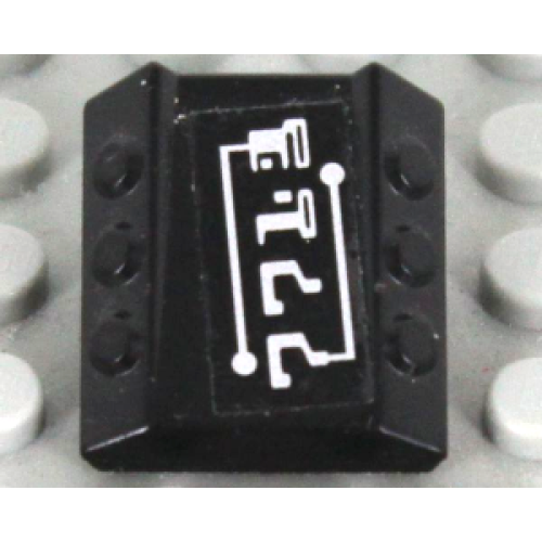 Деталь LEGO 30603pb20 Brick, Modified 2 x 2 No Studs, Sloped with 6 Side Pistons Raised with Silver '7713' Pattern (Sticker) - Set 7713