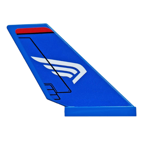 Деталь LEGO 6239pb076R Tail Shuttle with White Wing on Blue Background Pattern Model Right Side (Sticker) - Set 76076