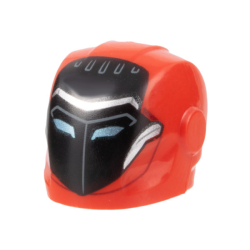 Minifigure, Headgear Helmet Armor Plates and Ear Protectors with Black Face, Metallic Light Blue Eye Slits, Silver Trim Pattern