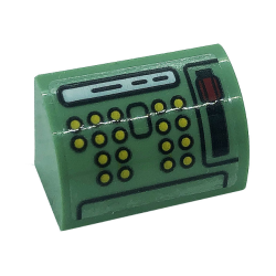 Slope, Curved 1 x 2 with Bottom Stud Holder with Buttons and Lever Pattern (Sticker) - Set 76388 Slope, Curved 1 x 2 with Bottom Stud Holder with Buttons and Lever Pattern (Sticker) - Set 76388