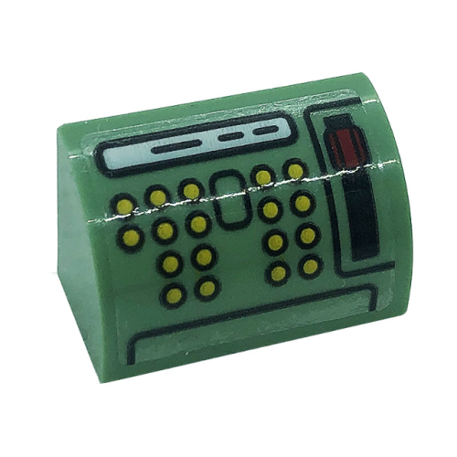 Деталь LEGO 37352pb011 Slope, Curved 1 x 2 with Bottom Stud Holder with Buttons and Lever Pattern (Sticker) - Set 76388